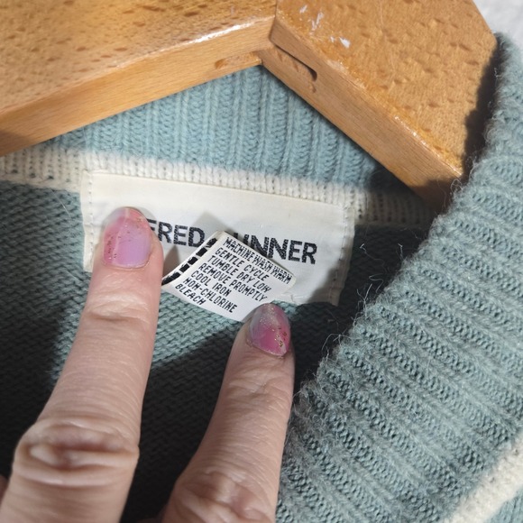 Vtg Alfred Dunner Sweater Medium Argyle Floral Mock Neck Knit Grannycore Cottage - Picture 6 of 7